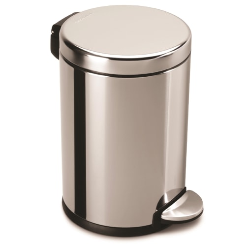 Simplehuman 4.8 Quart Mini Round Step Trash Can, Polished Stainless Steel